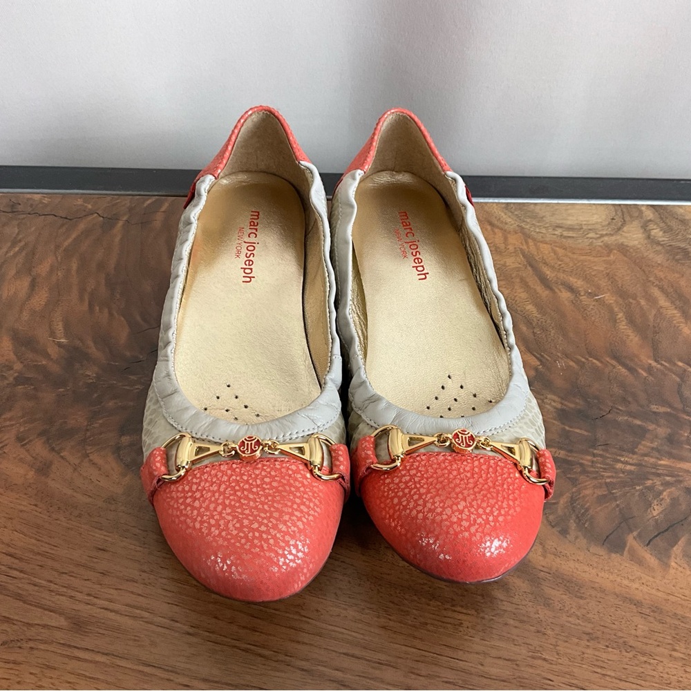 Marc Joseph Salmon and Ivory Cap Toe Flat, New in Box - Picture 5 of 11